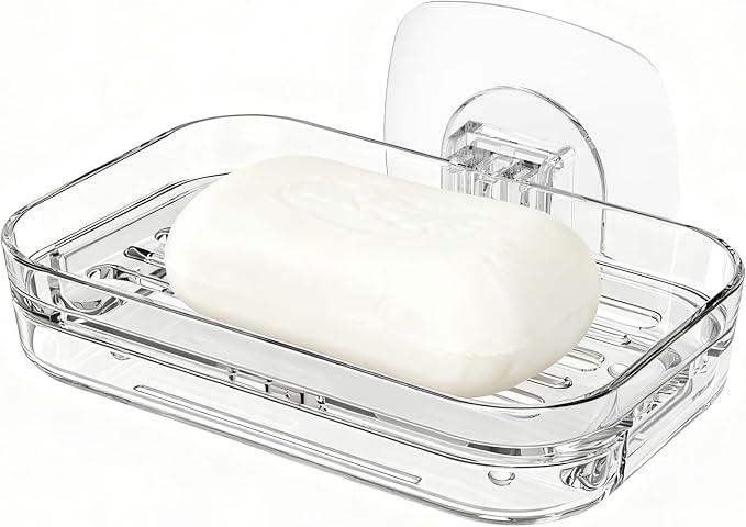 Soap Dish for Shower Wall Mounted, Soap Bar Holder Self Draining, Strong by AMUONTY