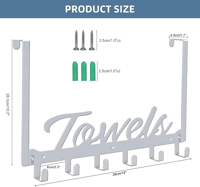 Over The Door Hooks, Towel Rack - Image 2