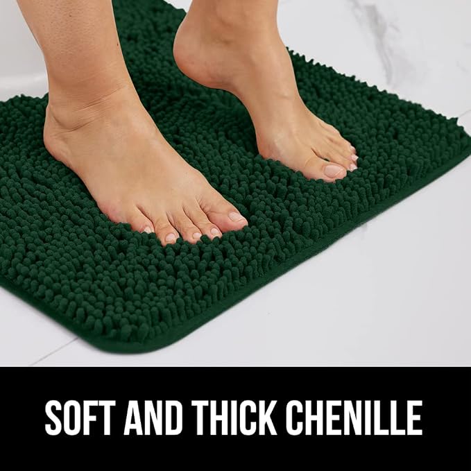 GORILLA GRIP Bath Rug Mat 60x24, Thick Soft Absorbent Chenille, Quick Dry - Image 3