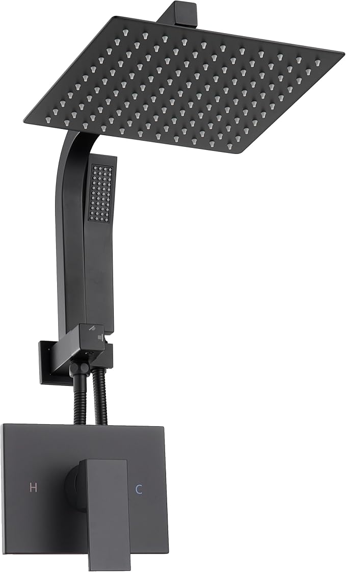Black Shower Head and Handle Set, Shower Faucet Set by SOOOHOT