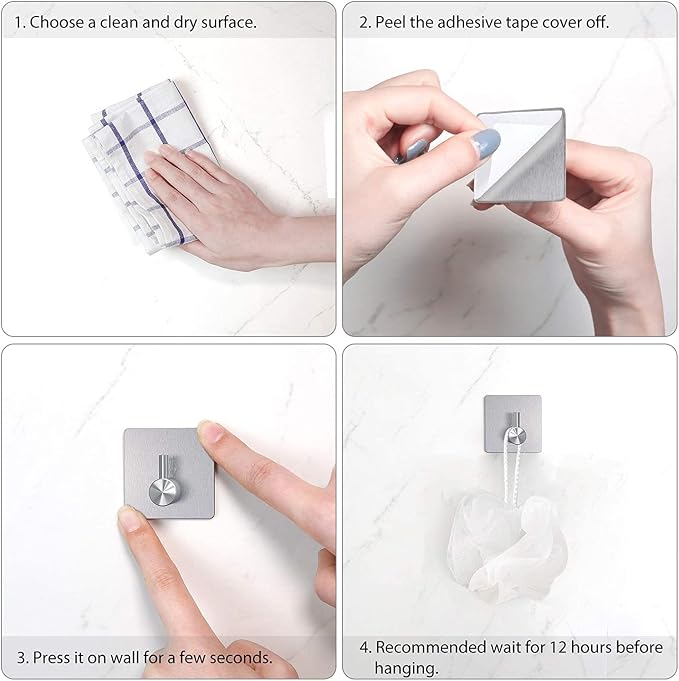 Adhesive Hooks Heavy Duty Wall Hooks Waterproof Stainless Steel Hooks - Image 3