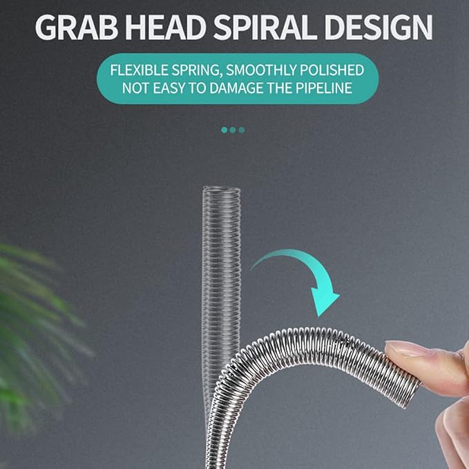 63 inch Drain Clog Remover Flexible Snake Sink Hair Cleaner Toilet Shower Drain - Image 6