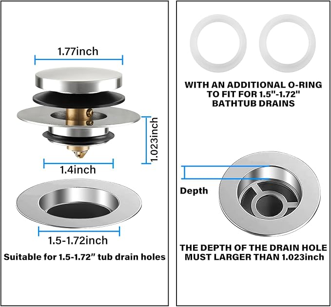Bathtub Drain Stopper, Tub Stopper/Bathtub Plug - Image 5