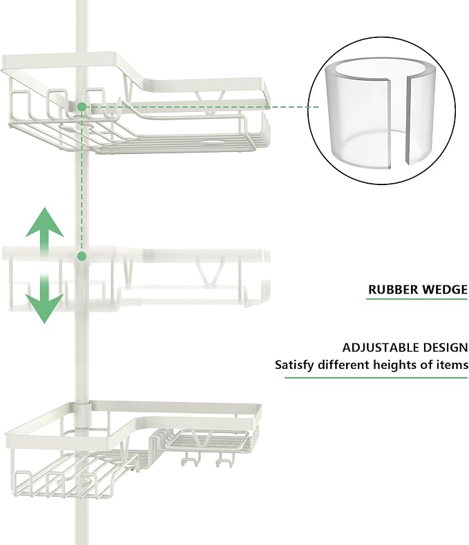 KEGII Shower Corner Caddy Tension Pole, Rustproof Corner Bathroom Organizer - Image 3