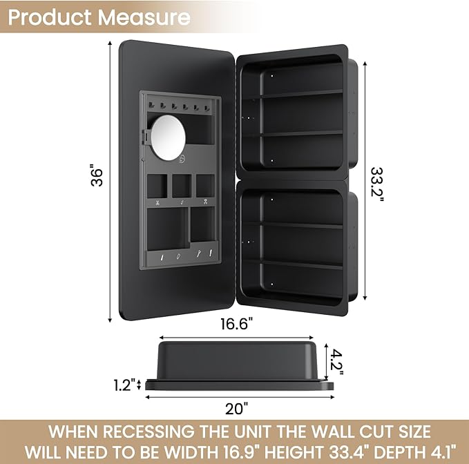 20x36 Inch LED Lighted Medicine Cabinet - Image 3