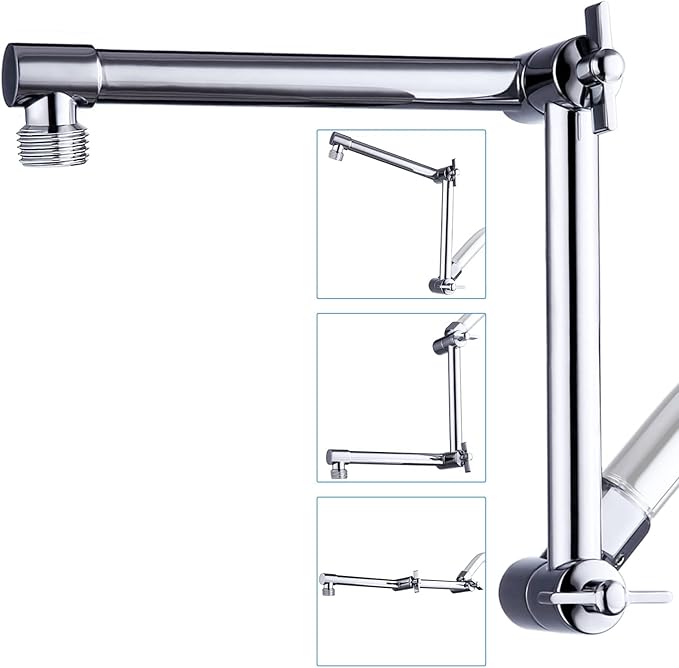 G-Promise 13 Inch Shower Head Extension Arm, Solid Brass Height & Angle by G-Promise