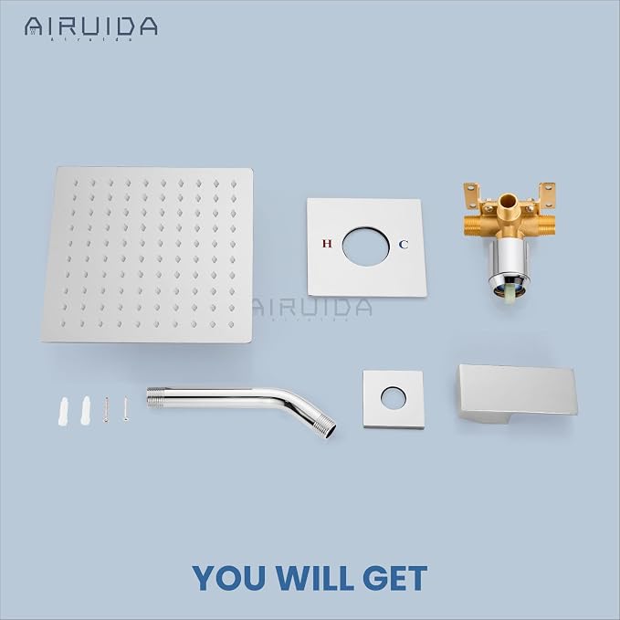 Airuida Shower Faucet Set Bathroom Rain Shower System SUS304 Stainless Steel - Image 9