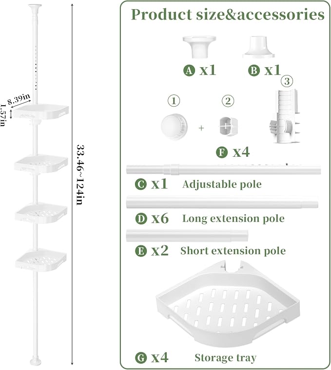 Tension Pole Shower Caddy Organizer - Image 2