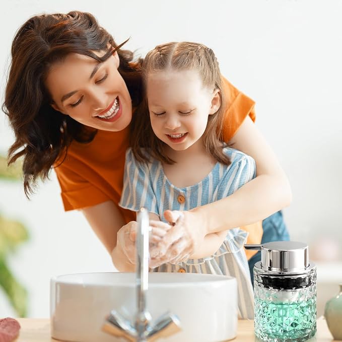 Malachi Foaming Hand Soap Dispenser, Refillable Clear Glass Pump Bottles - Image 6