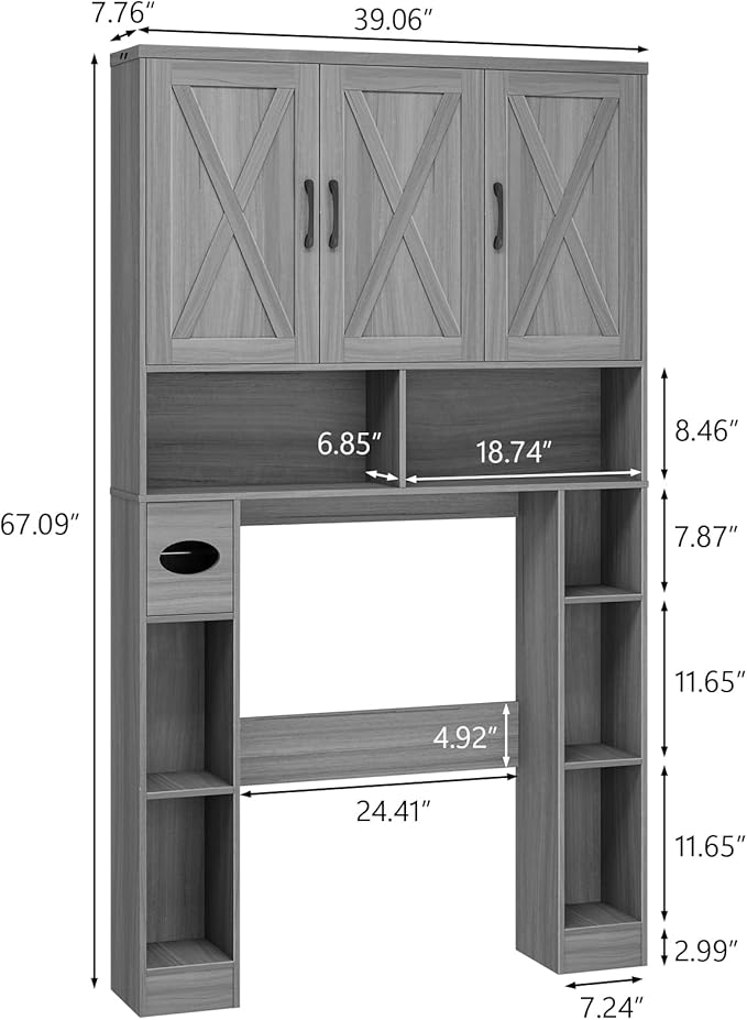Over The Toilet Storage Cabinet, Farmhouse Toilet Cabinet Rack - Image 2