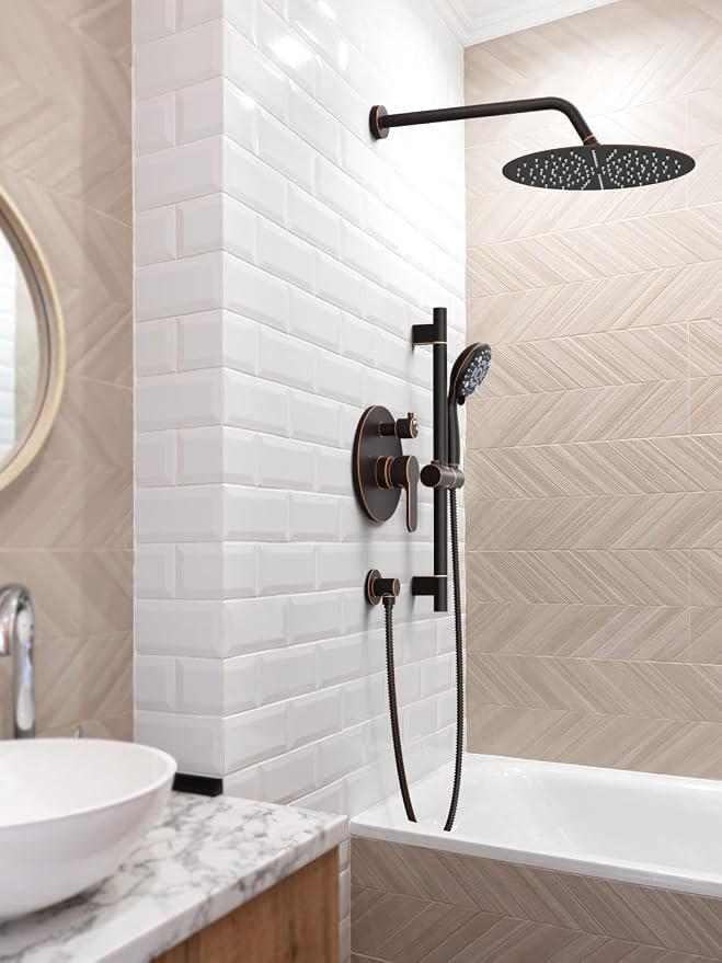 SR SUN RISE 12 Inch Oil Rubbed Bronze Shower System, Wall-Mount Adjustable - Image 9