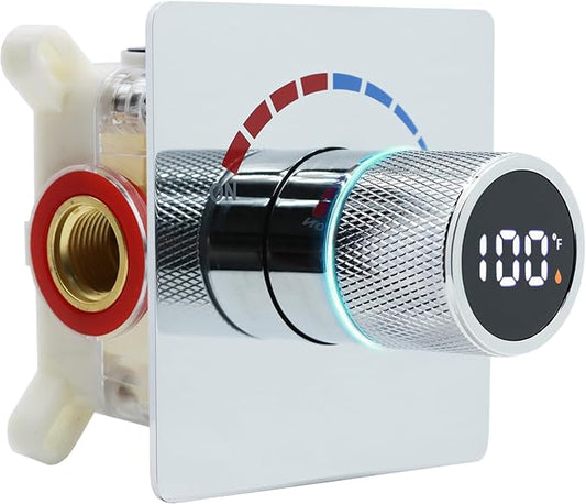 Digital Display Shower Valve Shower Valve Single Way Shower Diverter Valve by Backnets