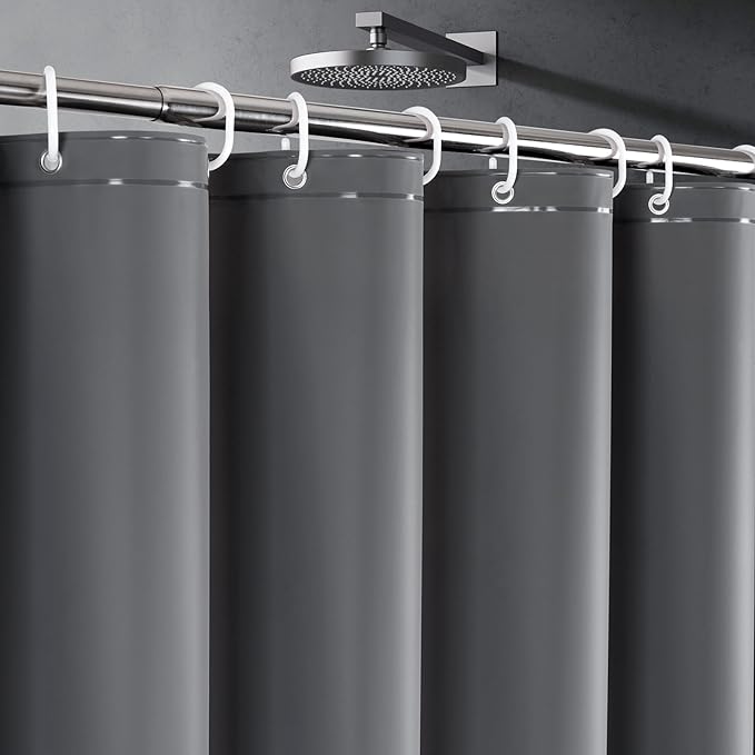 UFRIDAY Dark Grey Short Shower Curtain Liner Premium PEVA 72 x66 inch, Heavy by UFRIDAY