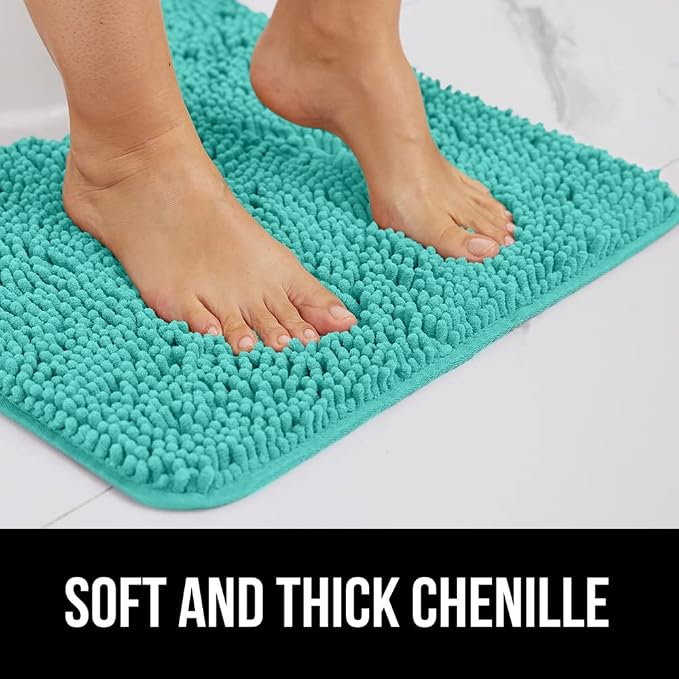GORILLA GRIP Bath Rug Mat 60x24, Thick Soft Absorbent Chenille, Quick Dry - Image 3