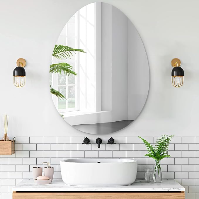 VASUHOME Drop Frameless Bathroom Mirror, 24 x 32 Inch Wall Vanity Mirror by VASUHOME