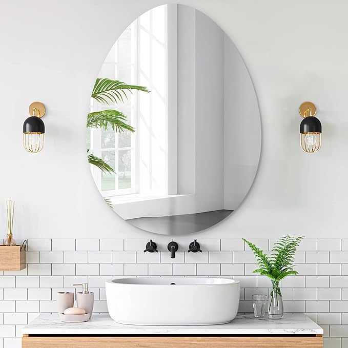VASUHOME Drop Frameless Bathroom Mirror, 20 x 28 Inch Wall Vanity Mirror by VASUHOME