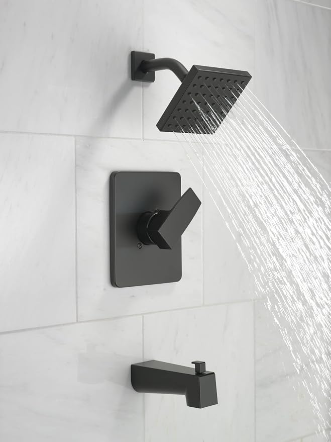 Delta Faucet Modern 14 Series Matte Black Shower Faucet, Tub and Shower Trim Kit - Image 2