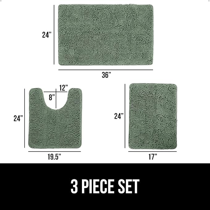 GORILLA GRIP Bathroom Rug Sets 3 Piece, Bath Mat Set and Oval Toilet Base - Image 2