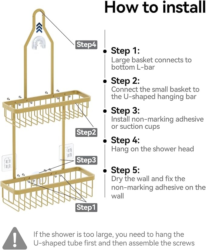 YASONIC Shower Caddy Hanging, Never Rust Shower Organizer Hanging, Aluminum - Image 8