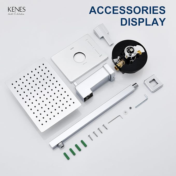 KENES Polished Chrome Tub and Shower Trim Kit, Tub Shower Faucet Set Complete - Image 9