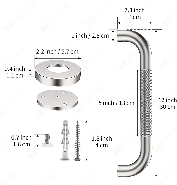 12 Inch Anti Slip Shower Safety Bars, Munzong 2 Pack Bathroom Grab Bars - Image 3