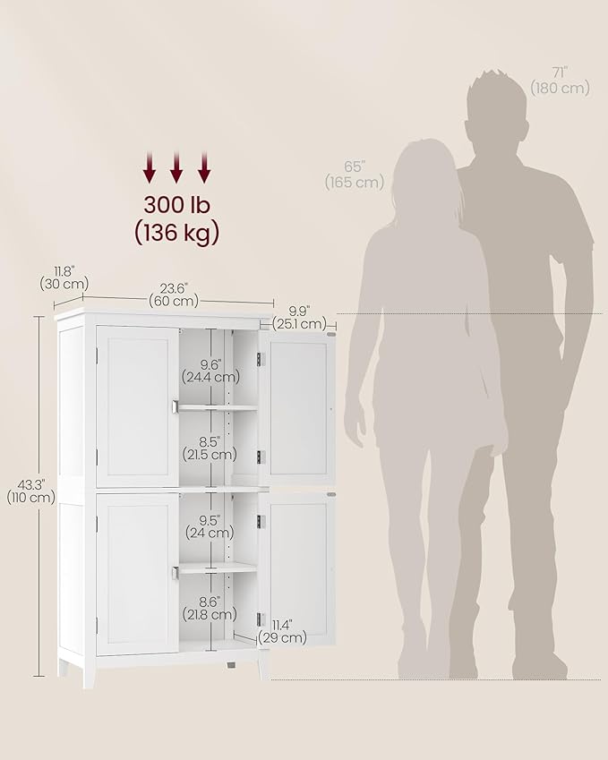 VASAGLE Floor Storage Cabinet, Freestanding Storage Unit - Image 3