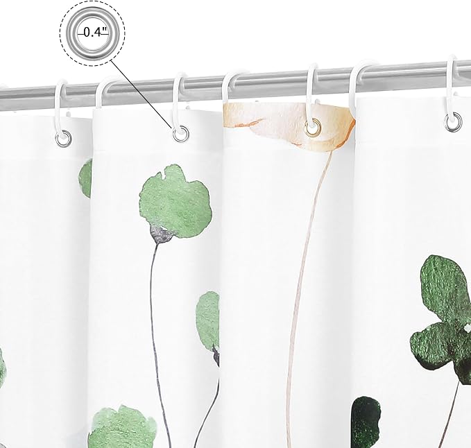 Gibelle Watercolor Floral Shower Curtain, Sage Green Beige Flower Shower Curtain - Image 4