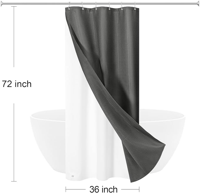 3 in 1 Stall Half Size Charcoal Grey Shower Curtain Set-36 W x 72 H, Modern - Image 8