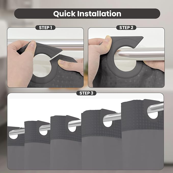 Inhousolu Long No Hook Shower Curtain - Image 3