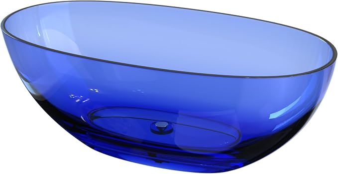 Stone Resin Freestanding Bathtub 61", Elegant Oval Shape Soaking Tub, Solid - Image 4
