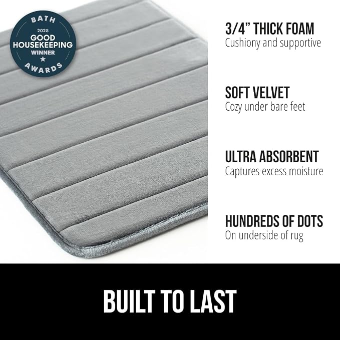 GORILLA GRIP Memory Foam Bath Mat, Soft Absorbent US Designed Bathroom Rug - Image 3