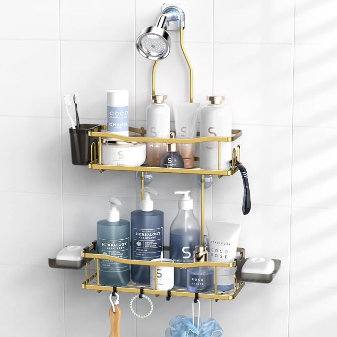 Hanging Shower Caddy Bathroom Organizer: Rustproof Shower Shelf Racks Over by Aitatty