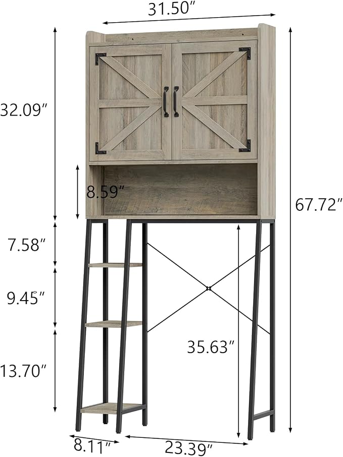 Vabches Over The Toilet Storage Cabinet, Farmhouse Storage Cabinet Over Toilet - Image 2