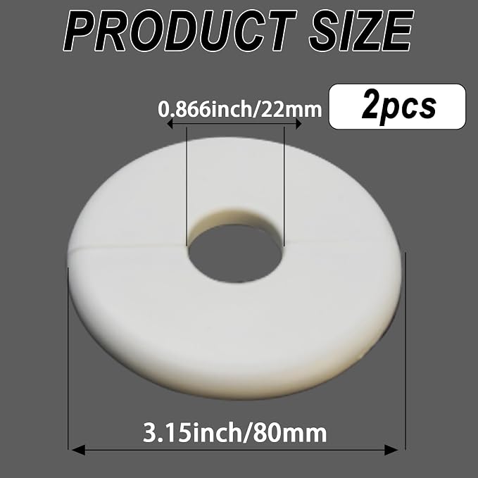 2 Pack Wall Split Flange for 0.87 Inch/22mm OD Pipe ABS Escutcheon Plate - Image 2