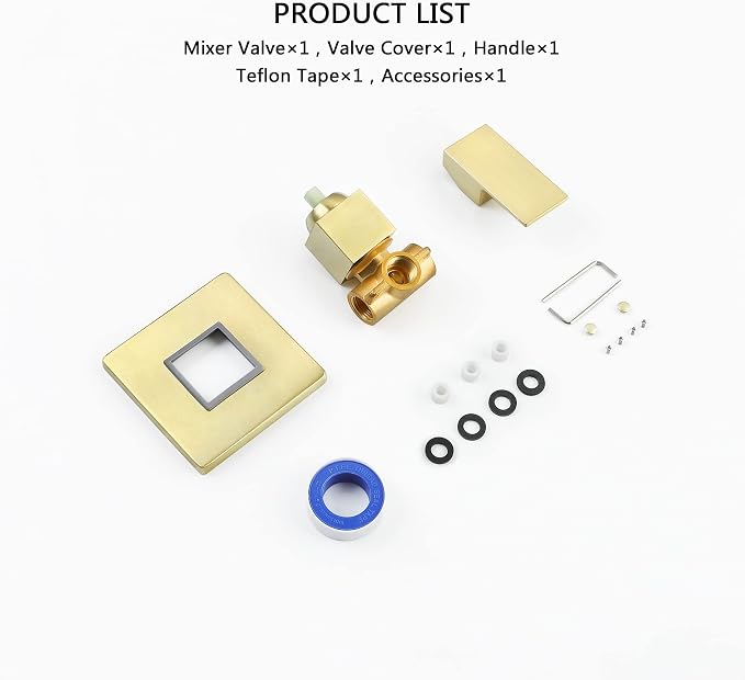 SKOWLL Shower Valve Kit Brushed Gold Shower Handle Valve Trim Kit, Wall Mount - Image 9