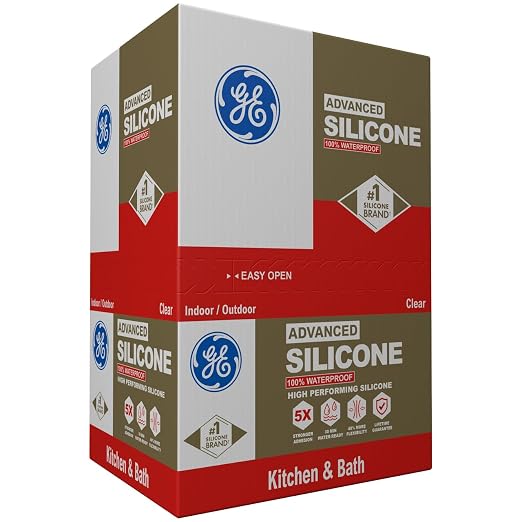 GE Advanced Silicone Caulk for Kitchen & Bathroom, 10 fl oz Cartridge, 12 Pack - Image 3