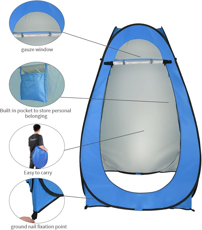 Pop Up Privacy Shower Tent, Portable Outdoor Bathroom Toilet Changing Dressing - Image 4