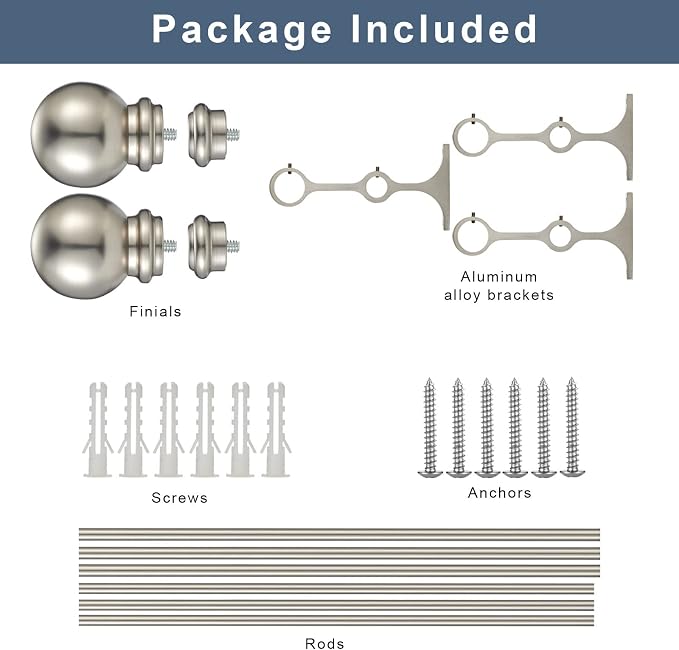 Double Curtain Rod 84 to 120 inch, Adjustable 1 inch Double Drapery Rod Rods - Image 4