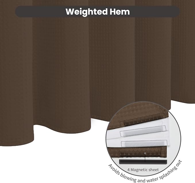 Inhousolu No Hook Waffle Weave Shower Curtain - Image 4