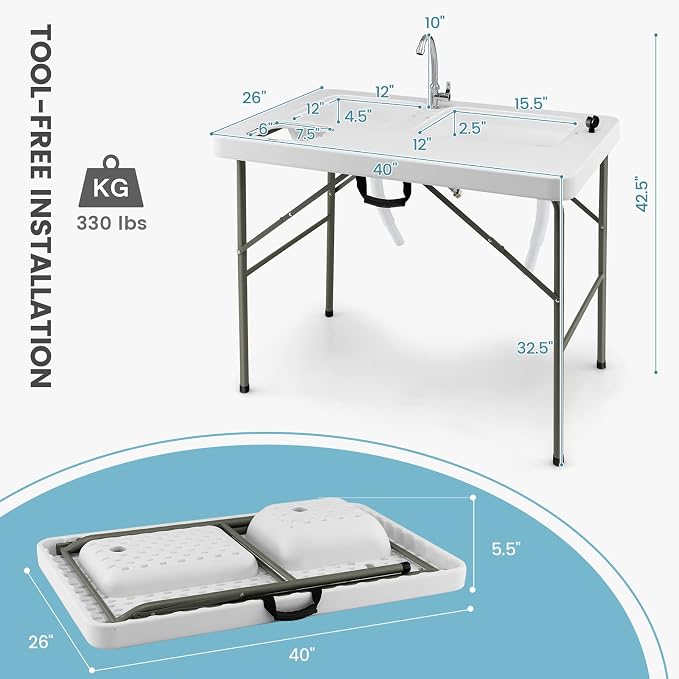 Goplus Folding Fish Cleaning Table - Image 3