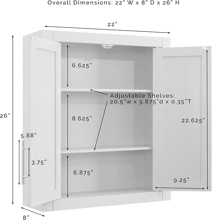 Crosley Furniture Savannah Wall Mounted Bathroom Storage Medicine Cabinet - Image 3