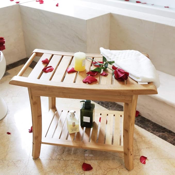 Zhuoyue Bamboo Spa Bath Shower Stool & Bench - Image 8