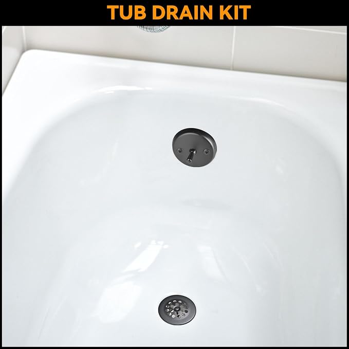 Matte Black Trip Lever Bath Tub Drain Kit, Universal - Image 3