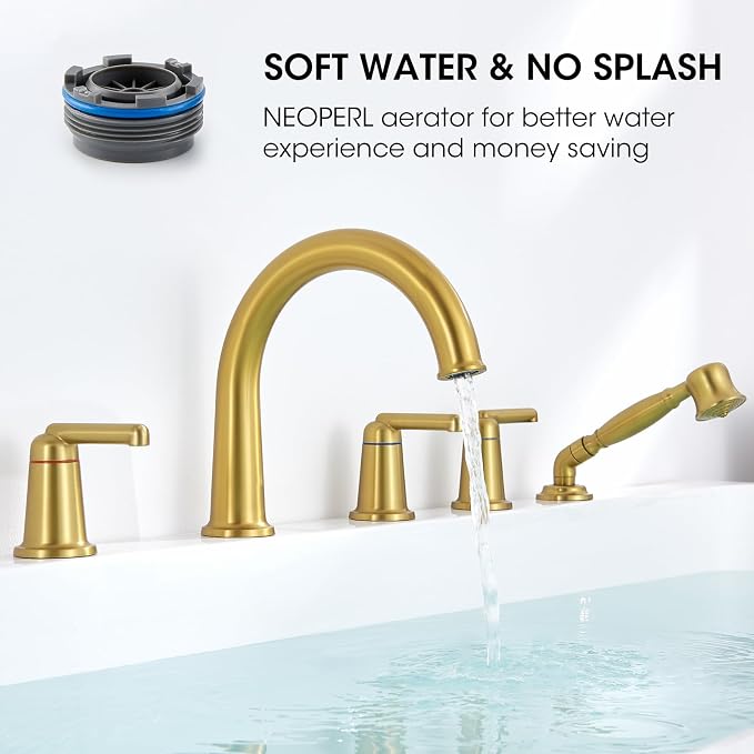 Roman Tub Faucet Set with Hand Shower, KRUZOO Bathtub Faucet Set Trim Kit with - Image 4
