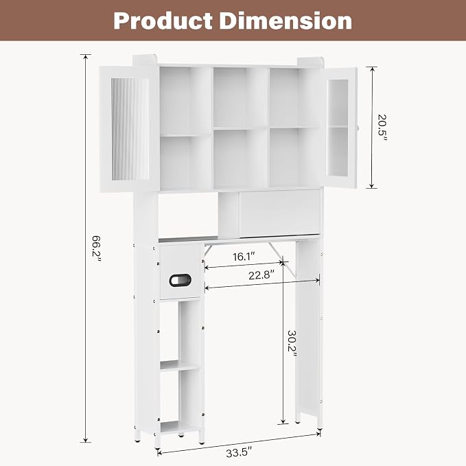 33.5" W Over The Toilet Storage Cabinet - Image 2