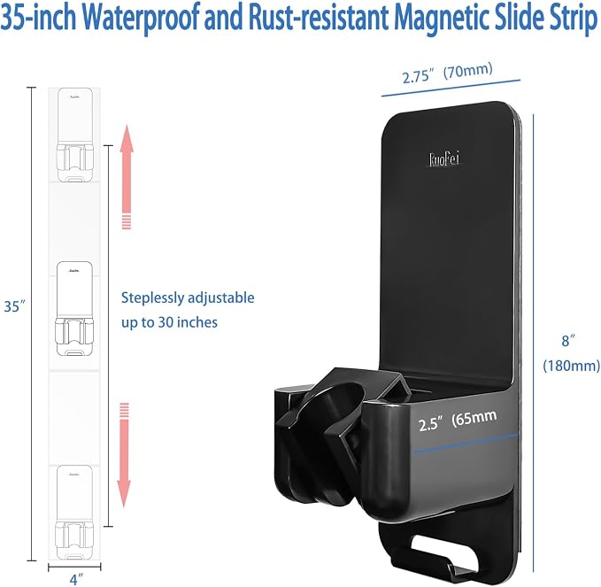 Modular Magnetic Handheld Shower Holder, 5-Section Customizable Sliding Rail - Image 5