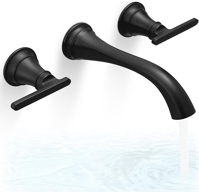 Brass Tub Filler Wall Mount 3 Hole, Farmhouse Black Tub Faucet, High Pressure 2 by HOIGY