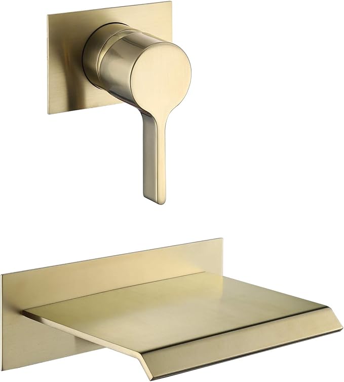 sumerain Wall Mount Tub Faucet Brushed Brass by SUMERAINFAUCETS