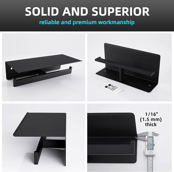 Angle Simple Matte Black Toilet Paper Holder - Image 8