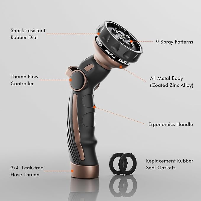 RESTMO Hose Nozzle Heavy Duty, Metal Water Hose Sprayer - Image 2